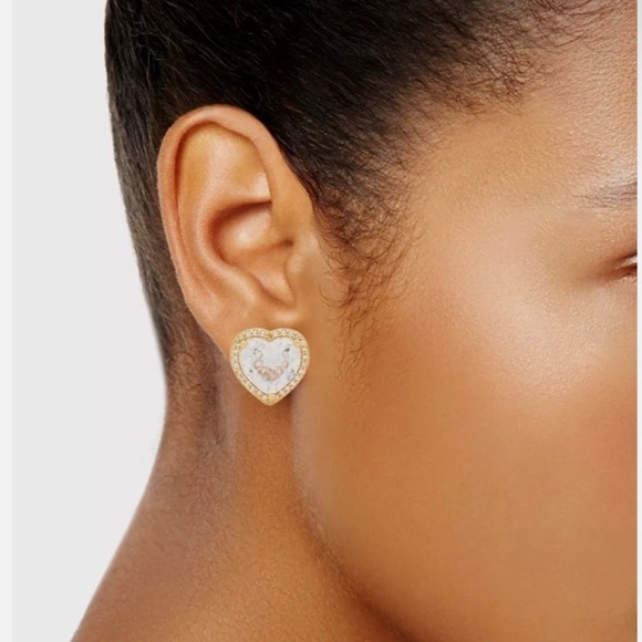Kate Spade Gold-Tone Cubic Zirconia Heart Crystal Earrings - Picture 3 of 6